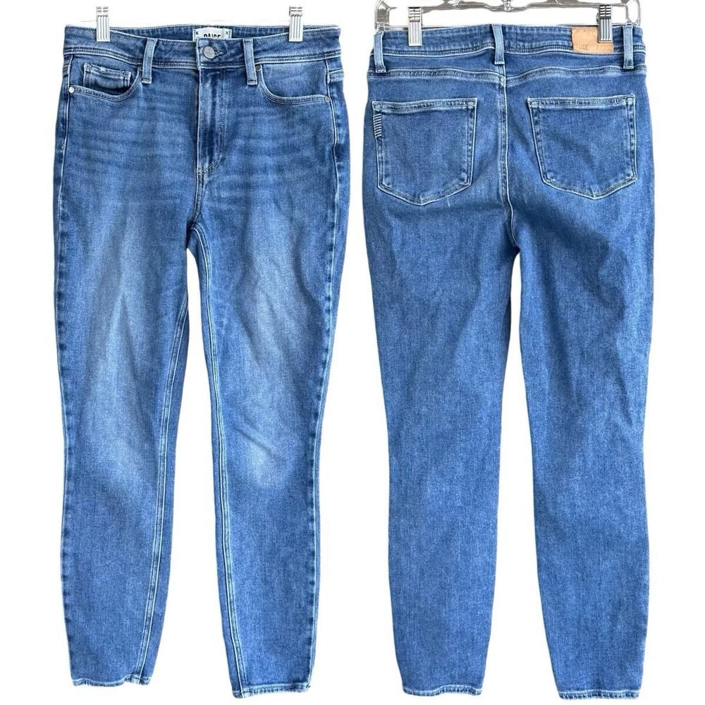 Paige Hoxton Straight Ankle Blue Jeans Sz 28 Downtown Wash Stretchy